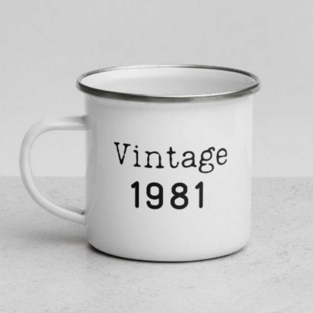 Vintage 1981 Enamel Coffee Mug 40th Birthday…